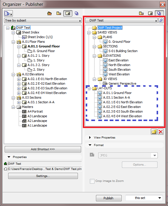 Organizing the ArchiCad Layouts for export